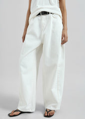 Halgar Frayed Seam Barrel-Leg Jeans White - Women