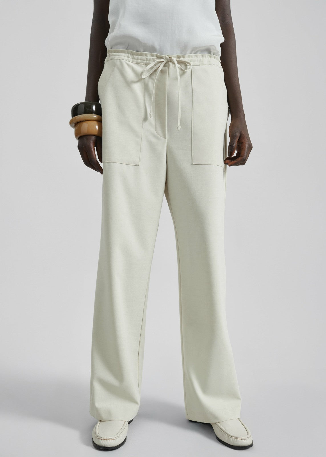 Ronne Straight Trousers Cream - Women