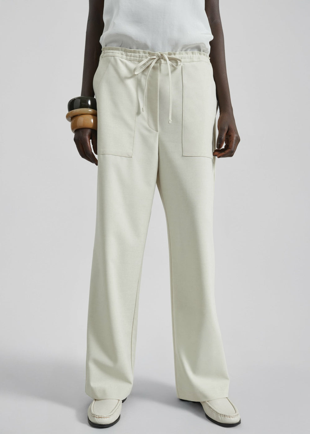 Ronne Straight Trousers Cream - Women