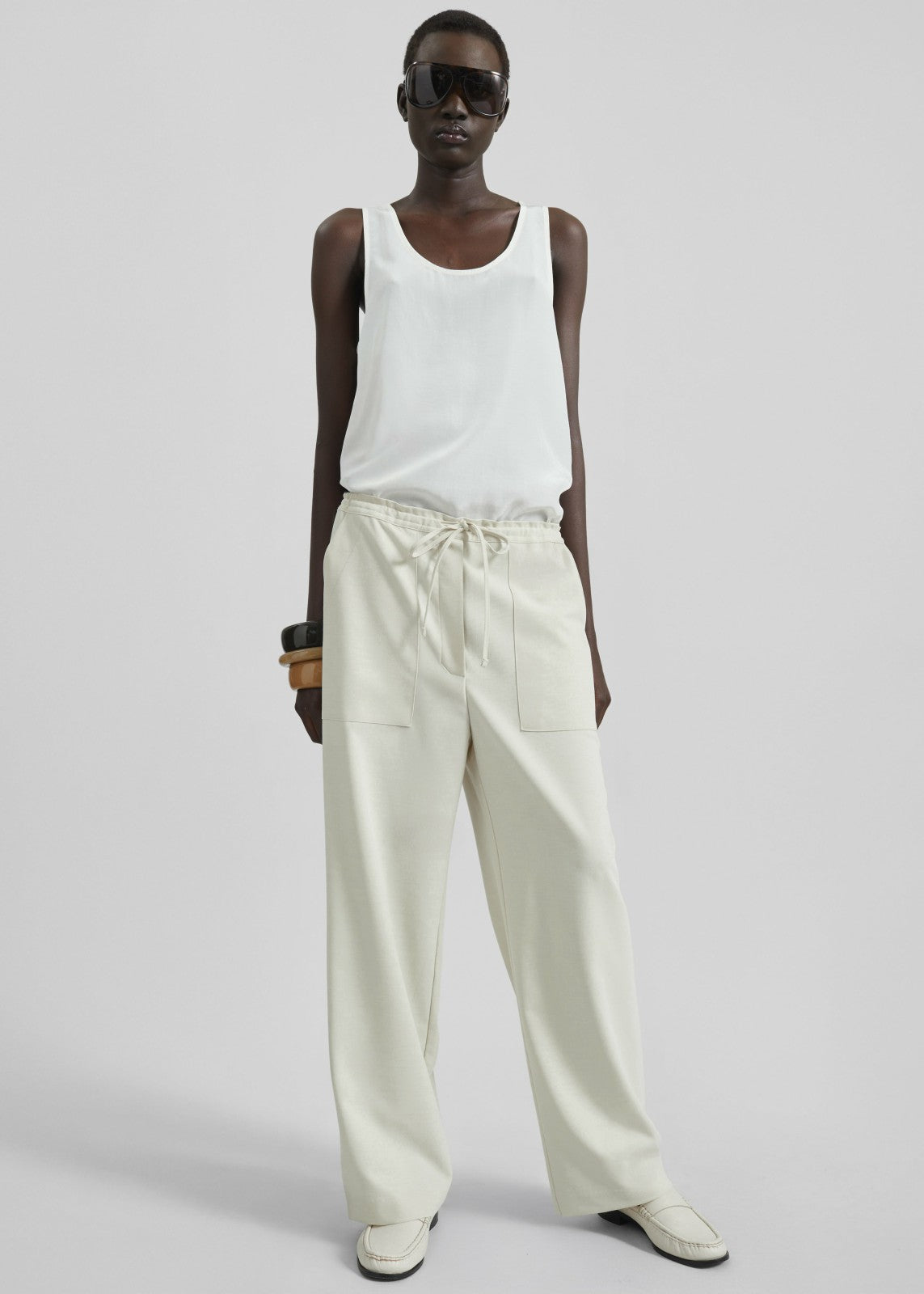 Ronne Straight Trousers Cream - Women