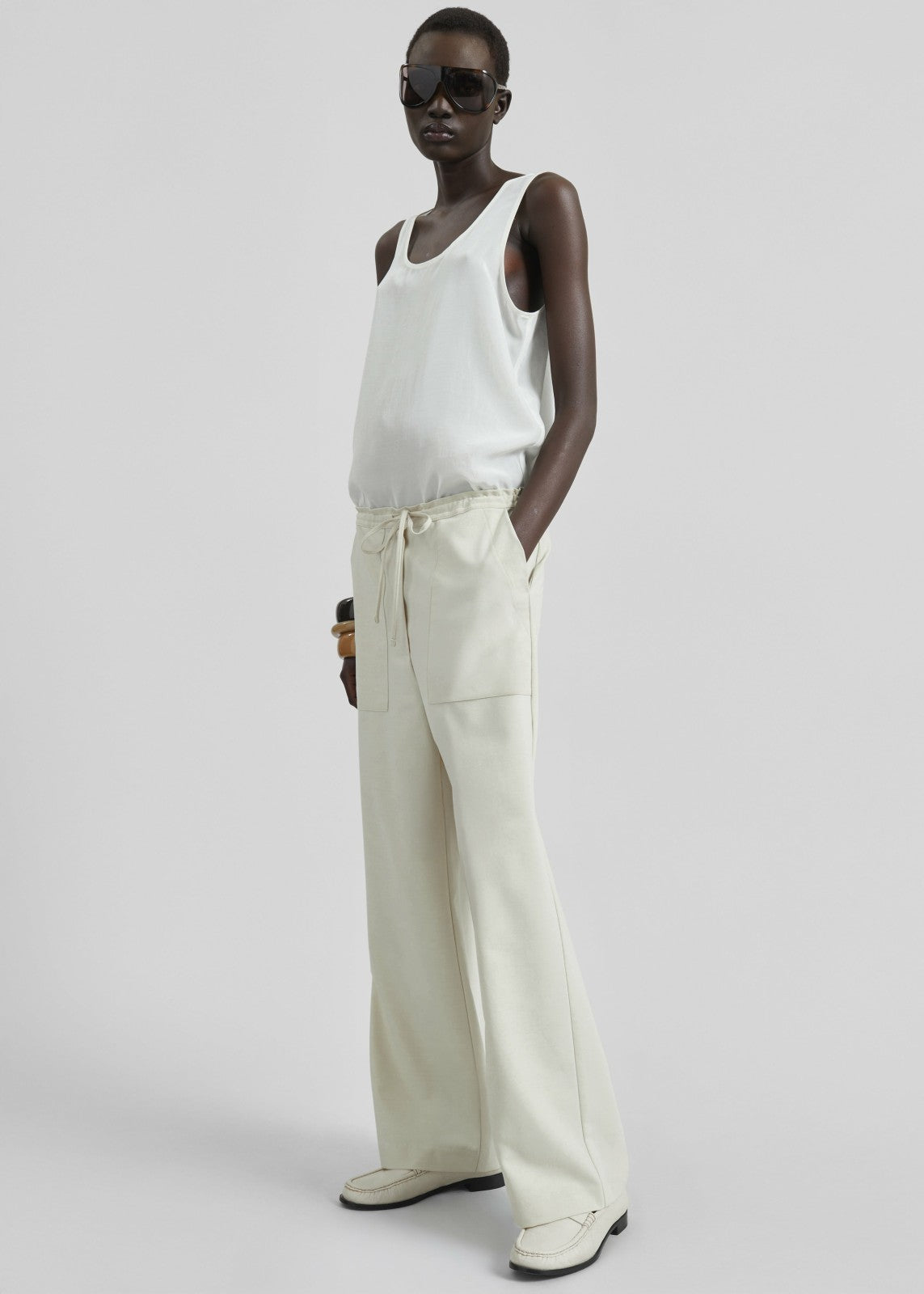 Ronne Straight Trousers Cream - Women