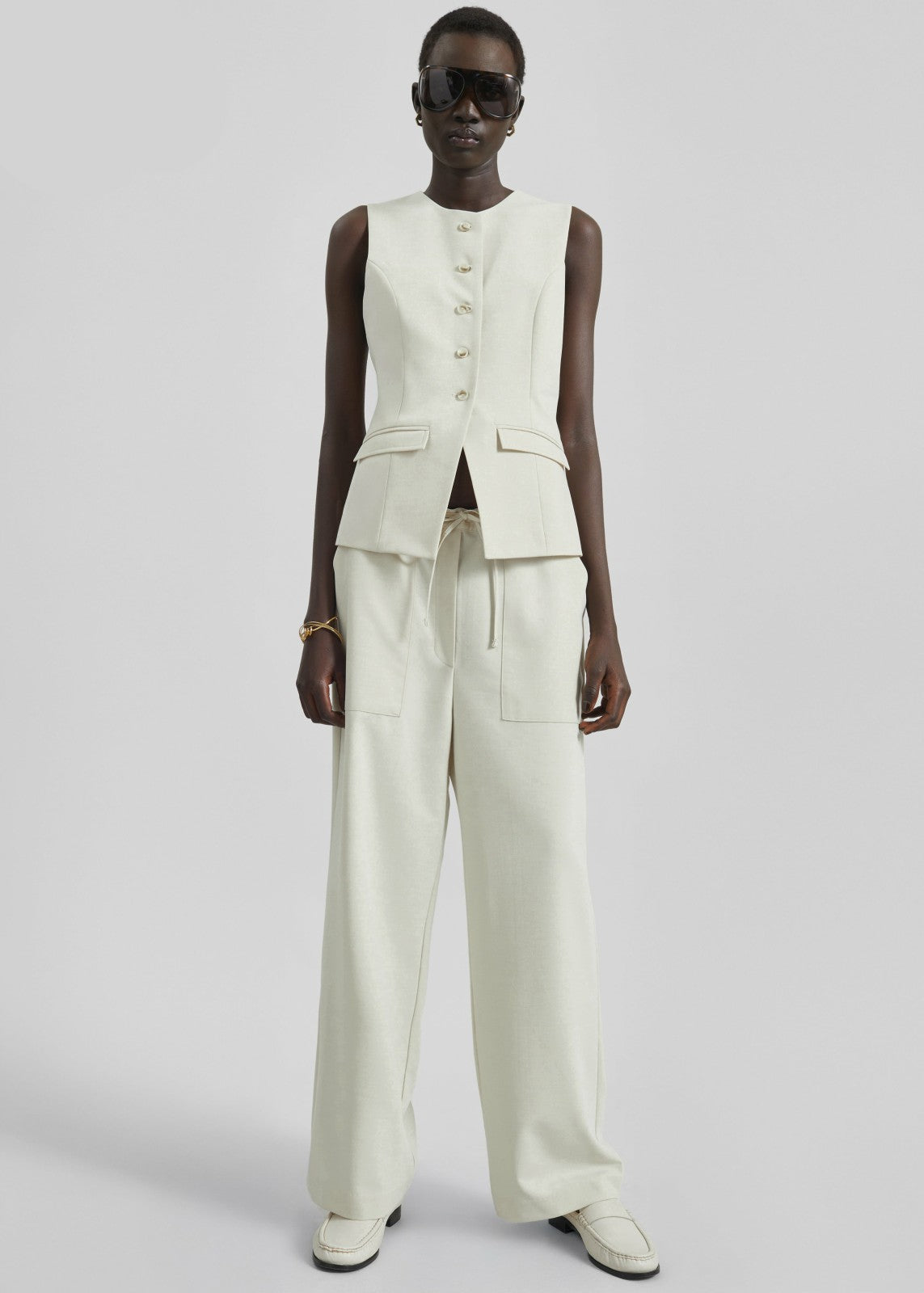 Ronne Straight Trousers Cream - Women