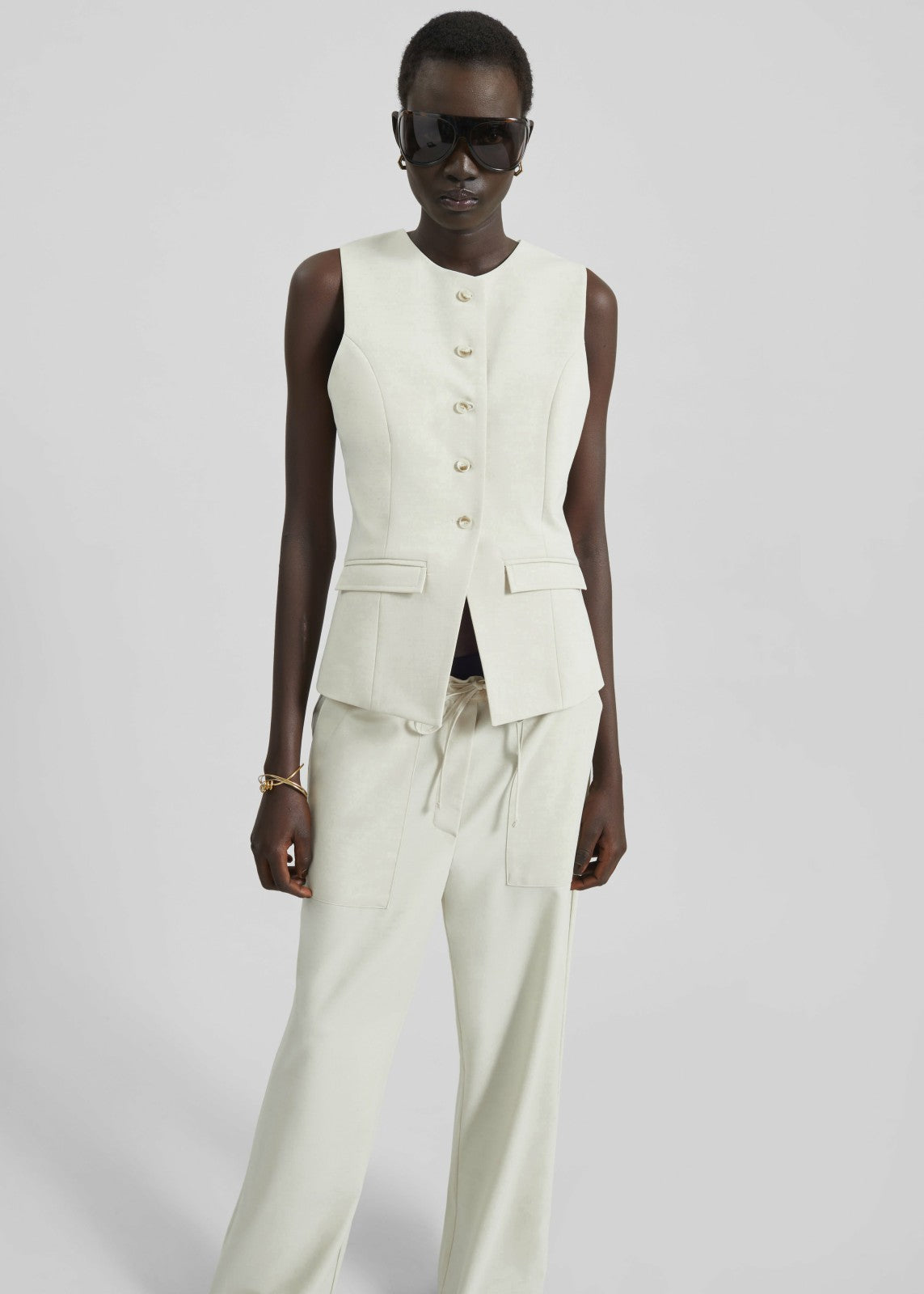 Ronne Straight Trousers Cream - Women