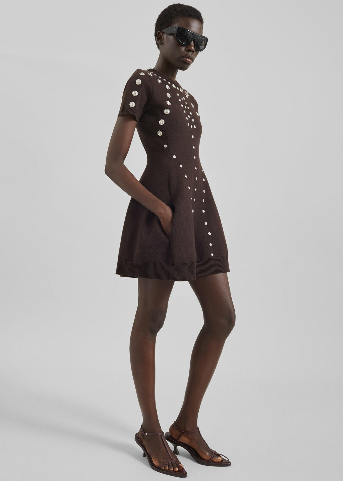 Coperni Snap Babydoll Dress Brown - Women