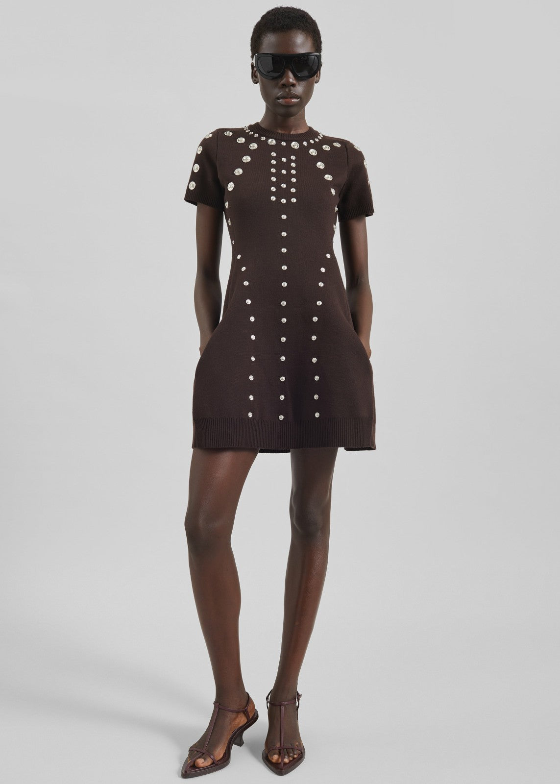 Coperni Snap Babydoll Dress Brown - Women
