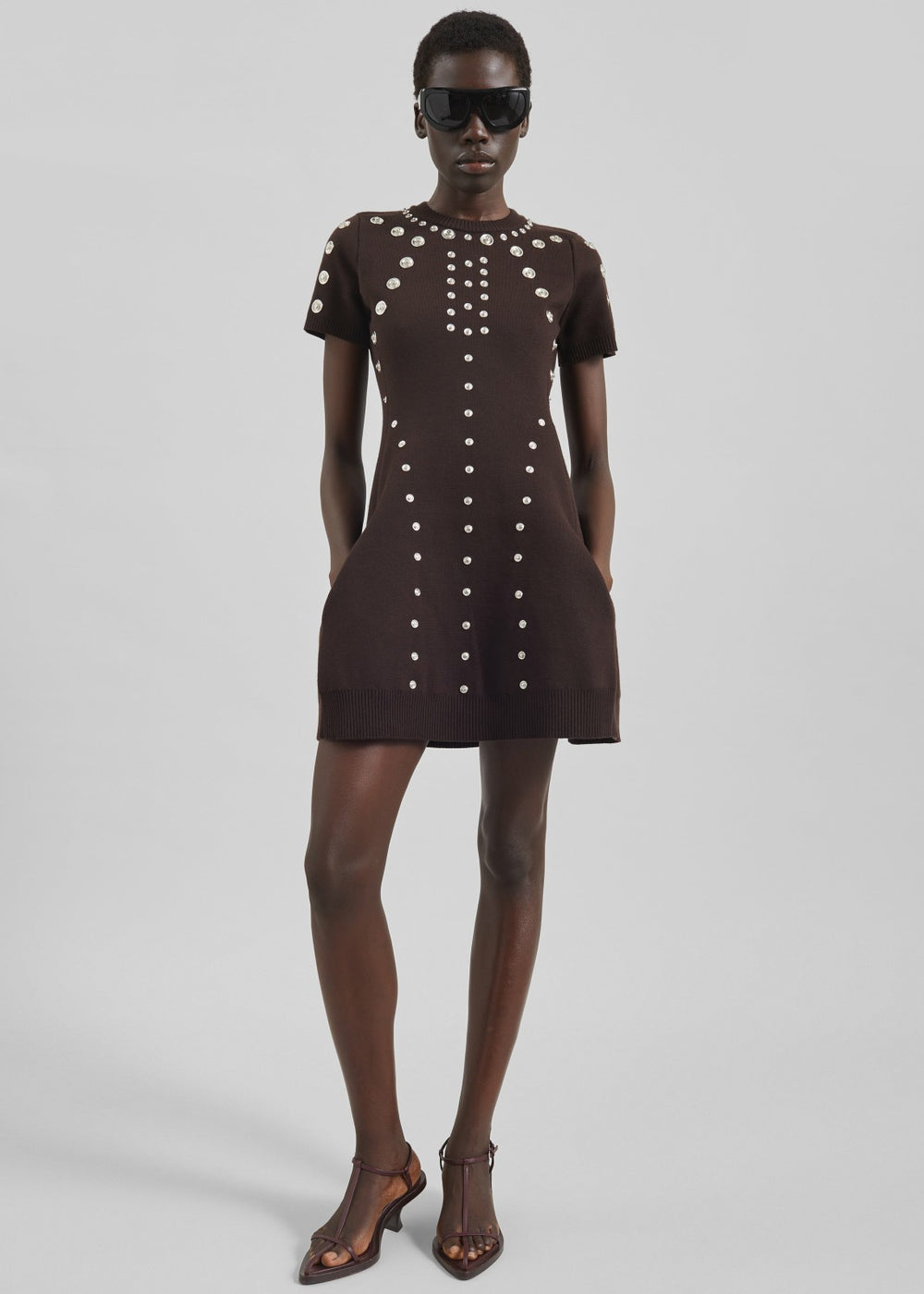 Coperni Snap Babydoll Dress Brown - Women