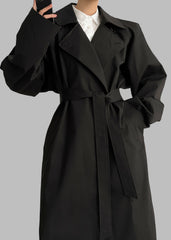 Marisol Box Shoulder Trench Black - Women
