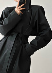Marisol Box Shoulder Trench Black - Women