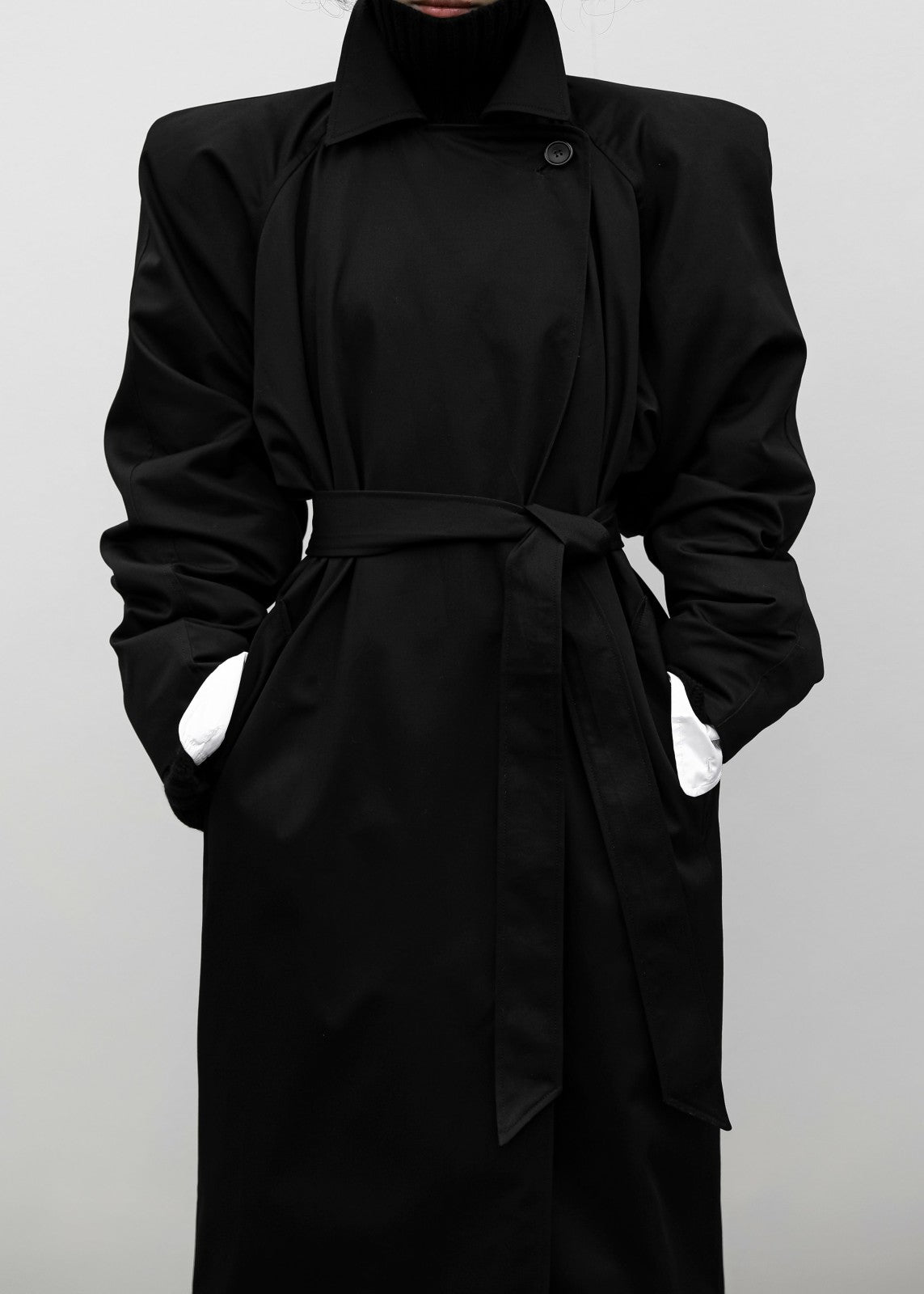 Marisol Box Shoulder Trench Black - Women
