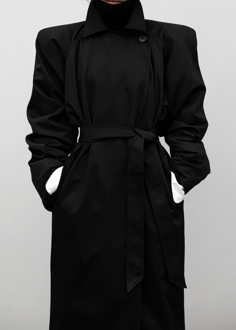 Marisol Box Shoulder Trench Black - Women