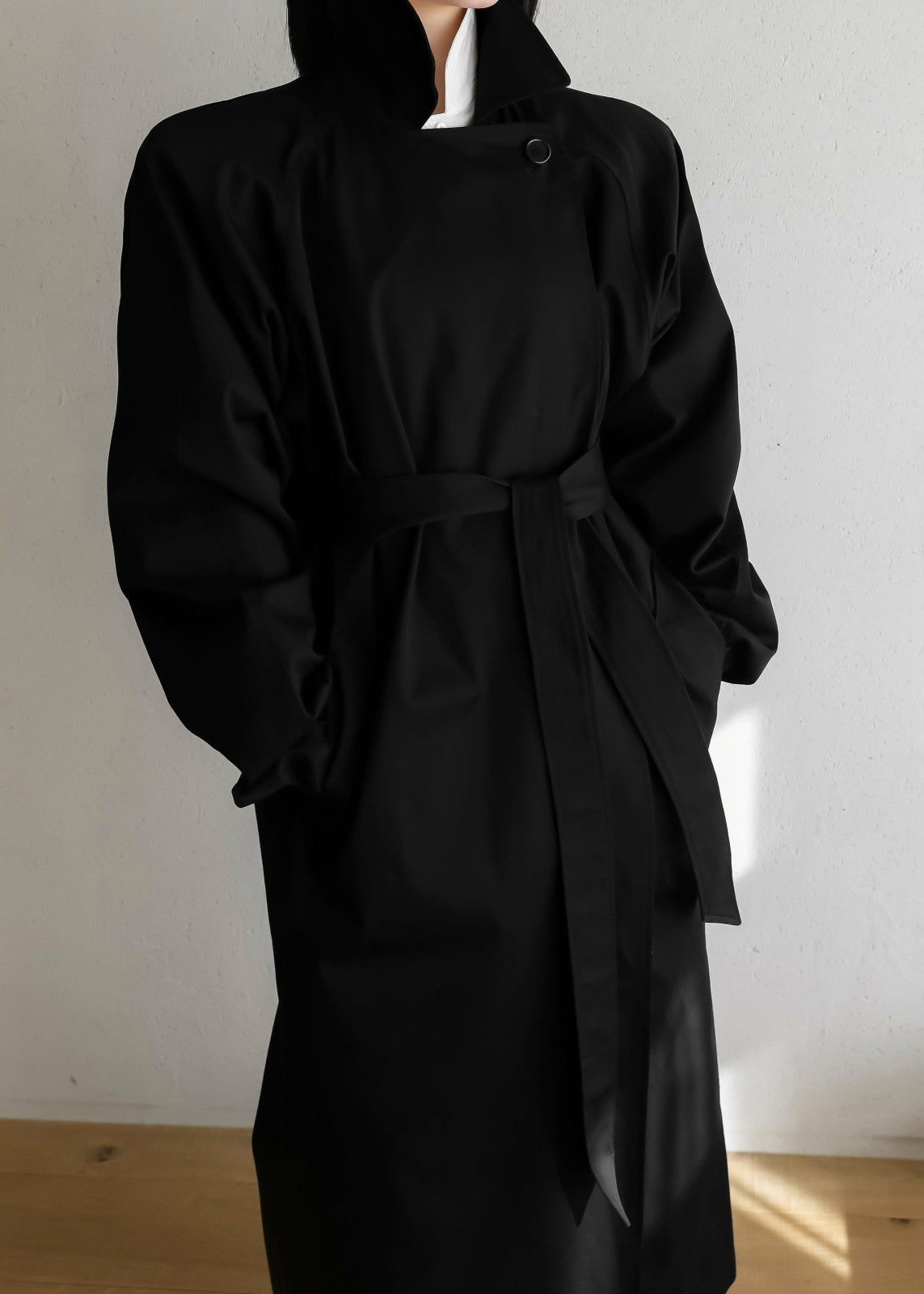 Marisol Box Shoulder Trench Black - Women