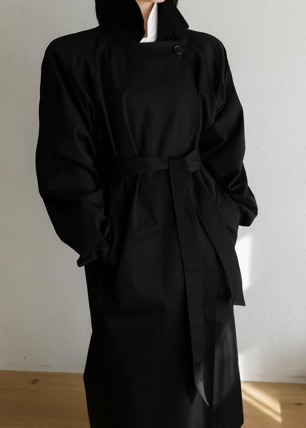 Marisol Box Shoulder Trench Black - Women