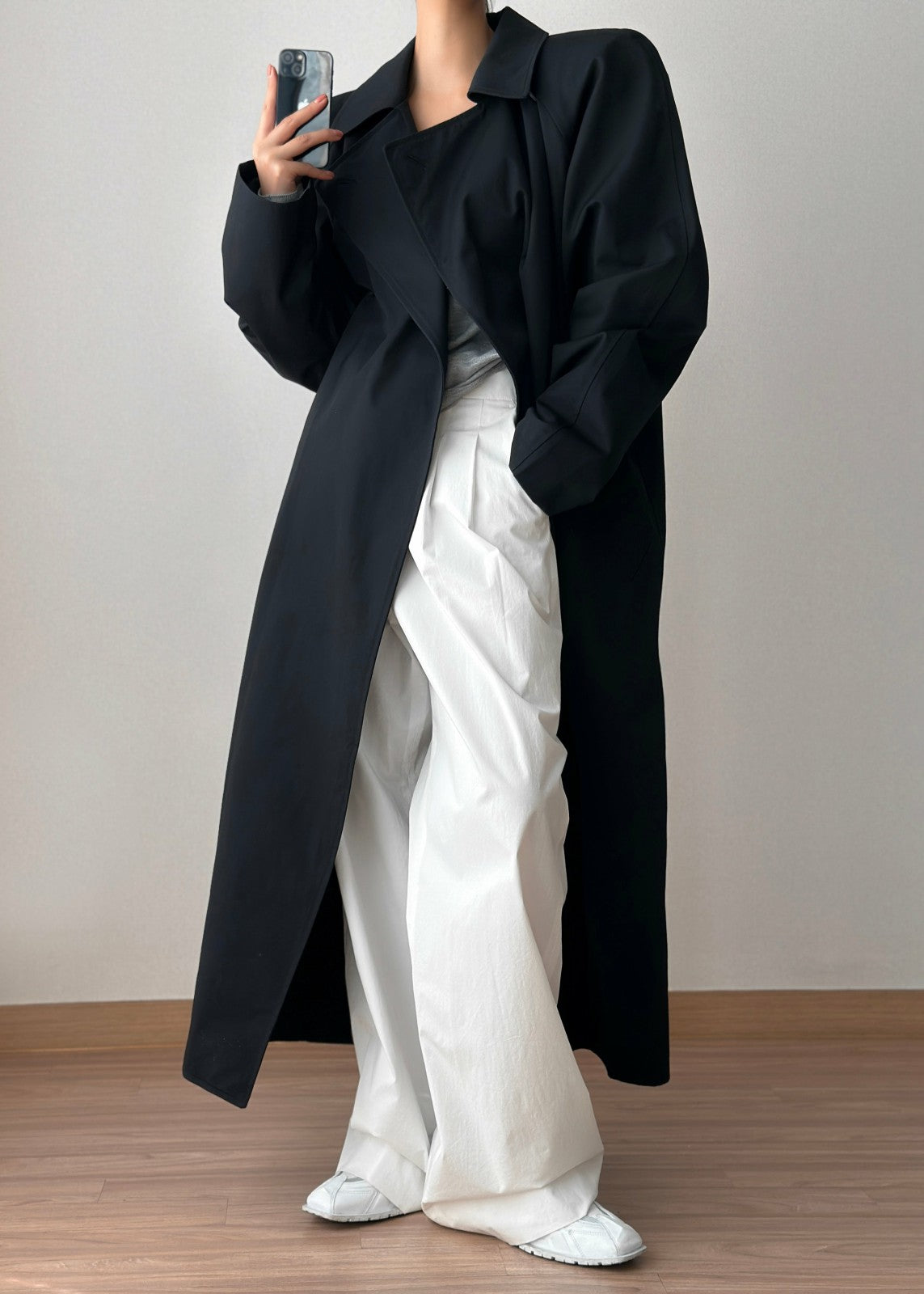Marisol Box Shoulder Trench Black - Women