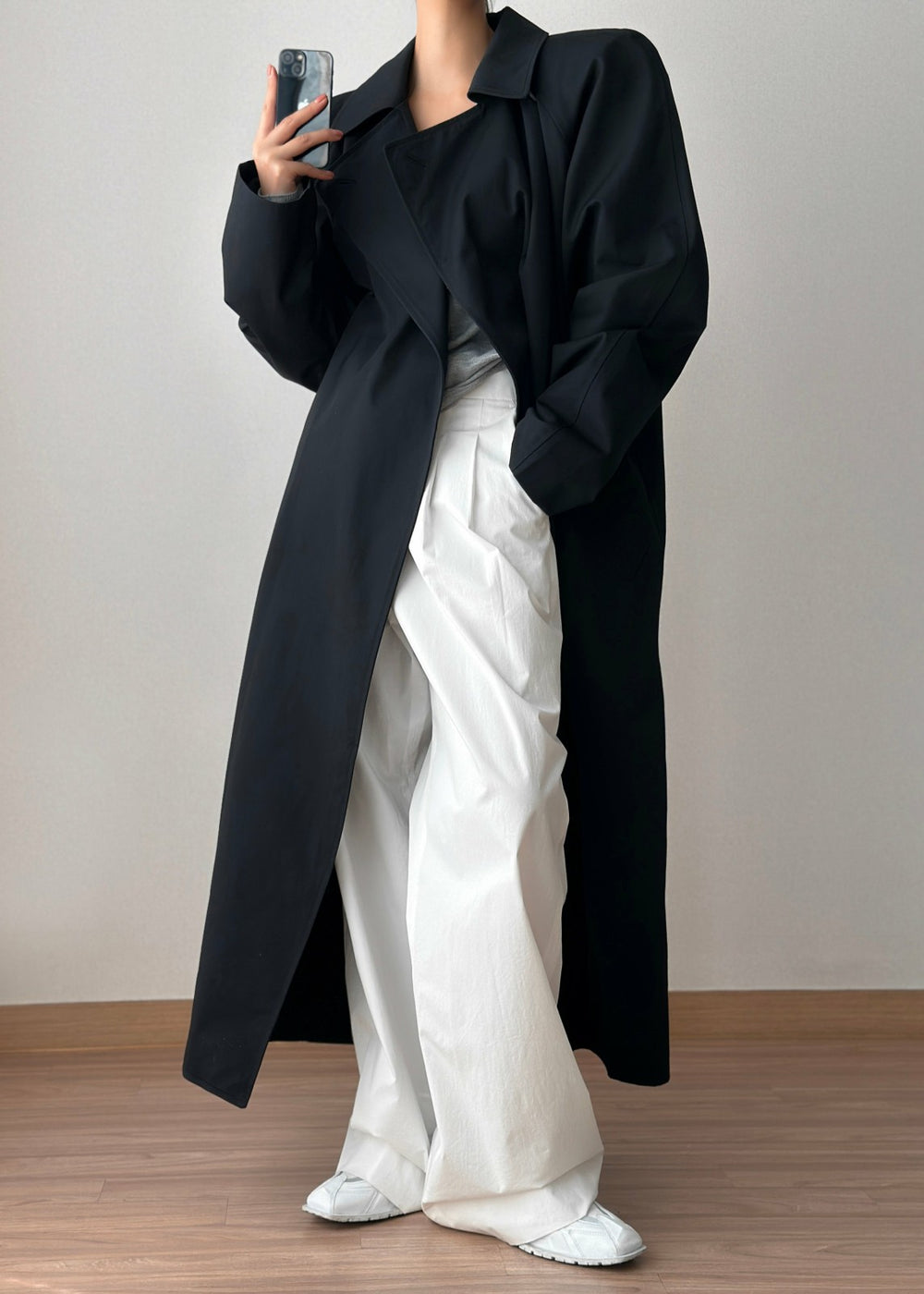 Marisol Box Shoulder Trench Black - Women