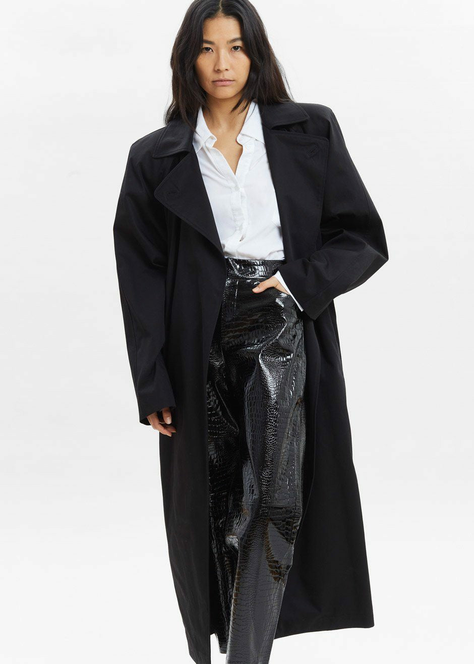 Marisol Box Shoulder Trench Black - Women