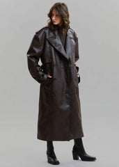 Diana Faux Leather Trench Coat Java - Women