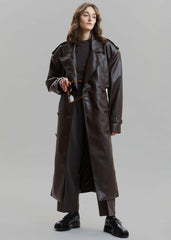 Diana Faux Leather Trench Coat Java - Women