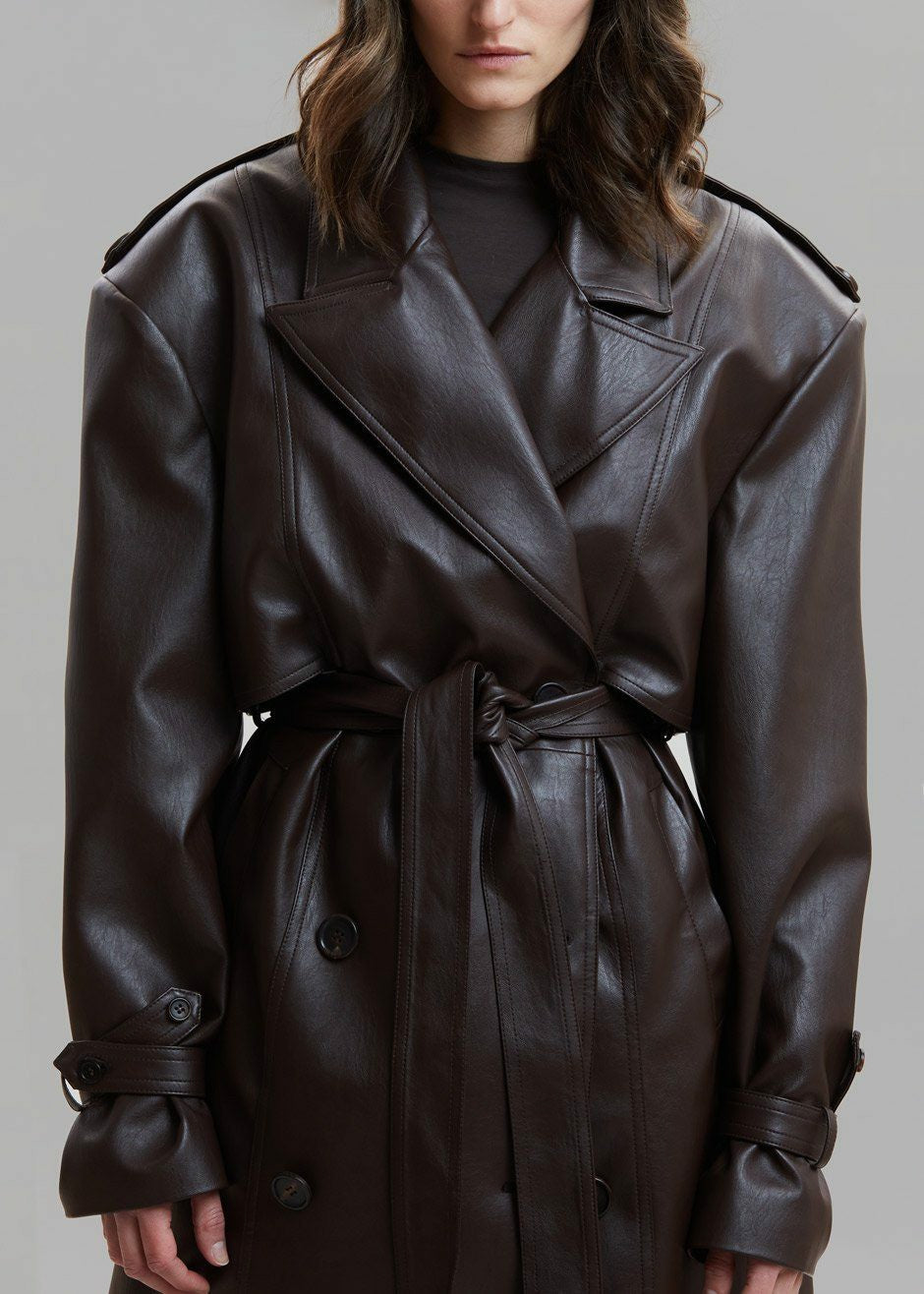 Diana Faux Leather Trench Coat Java - Women