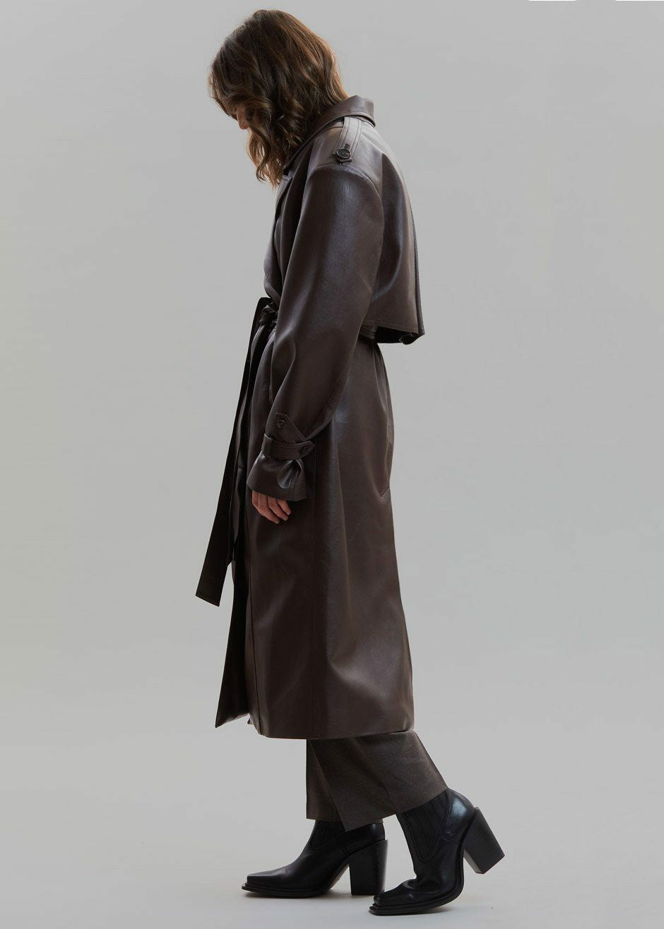 Diana Faux Leather Trench Coat Java - Women