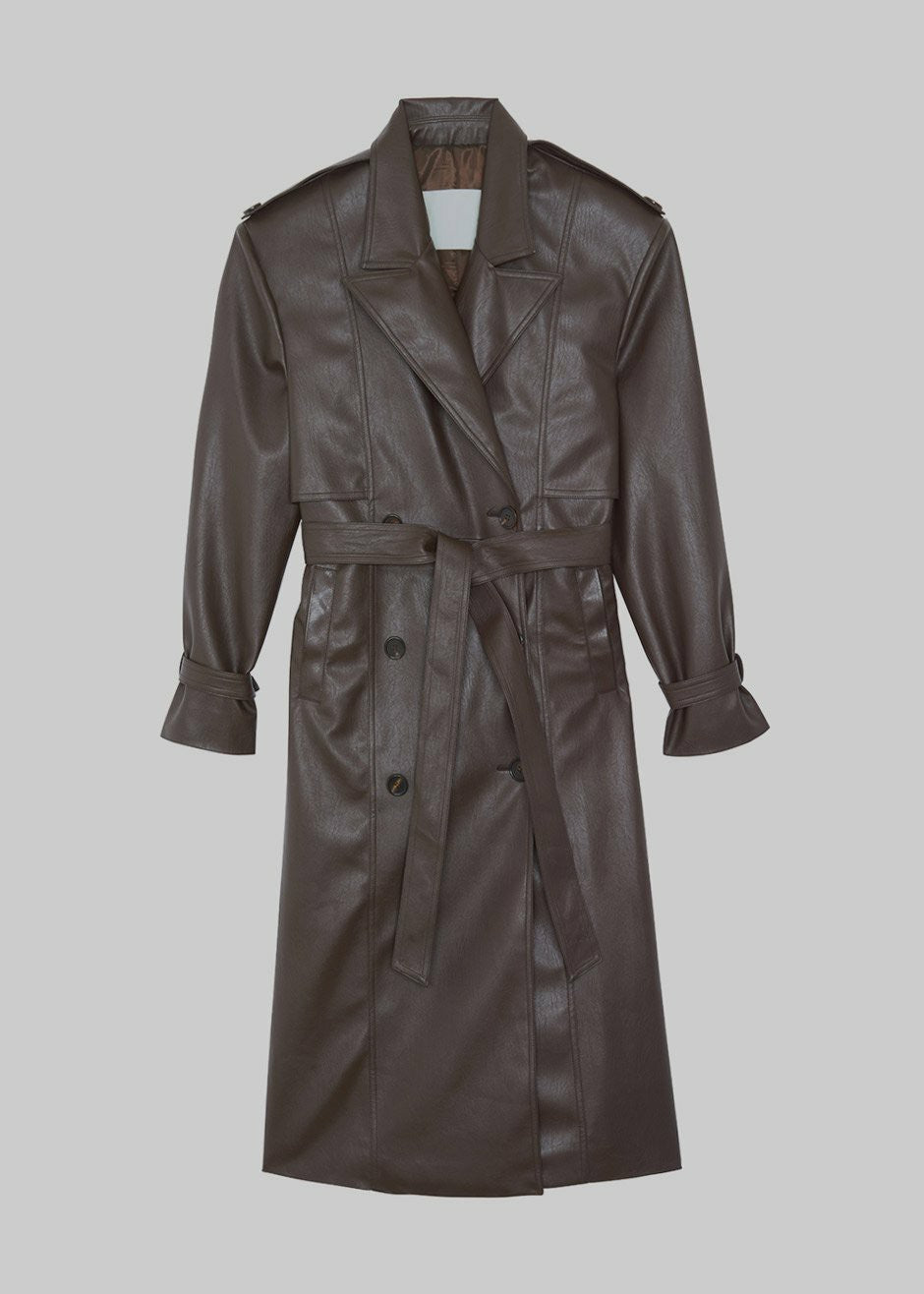 Diana Faux Leather Trench Coat Java - Women