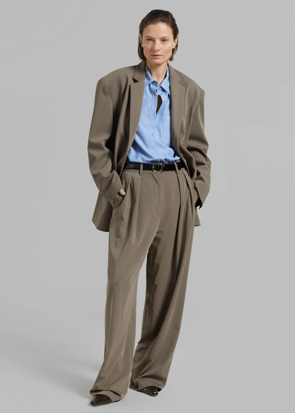 Tansy Pleated Trousers Olive - Women