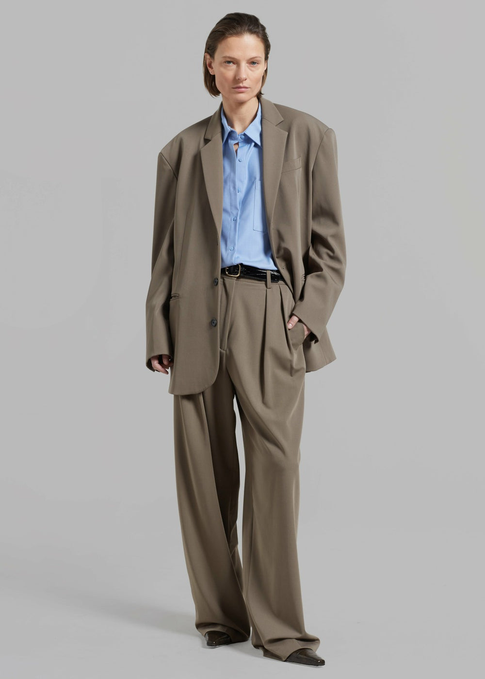Tansy Pleated Trousers Olive - Women