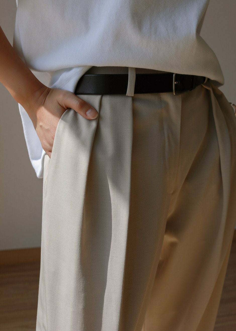 Tansy Pleated Trousers Beige - Women