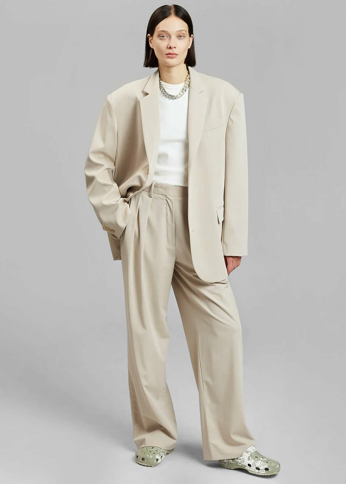Tansy Pleated Trousers Beige - Women
