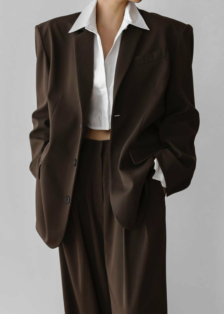 Tansy Oversized Blazer Chocolate - Women