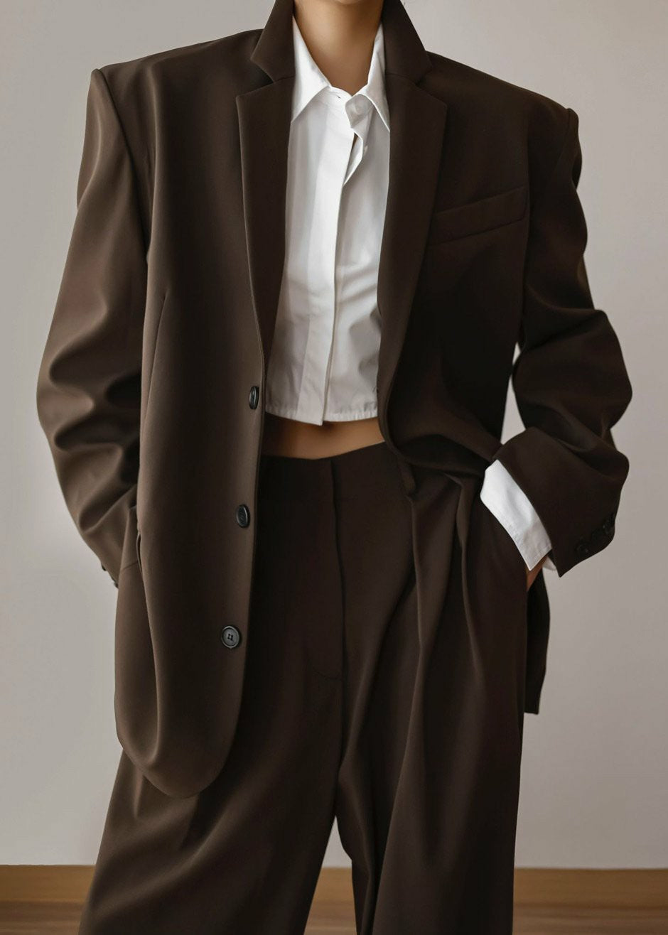 Tansy Oversized Blazer Chocolate - Women