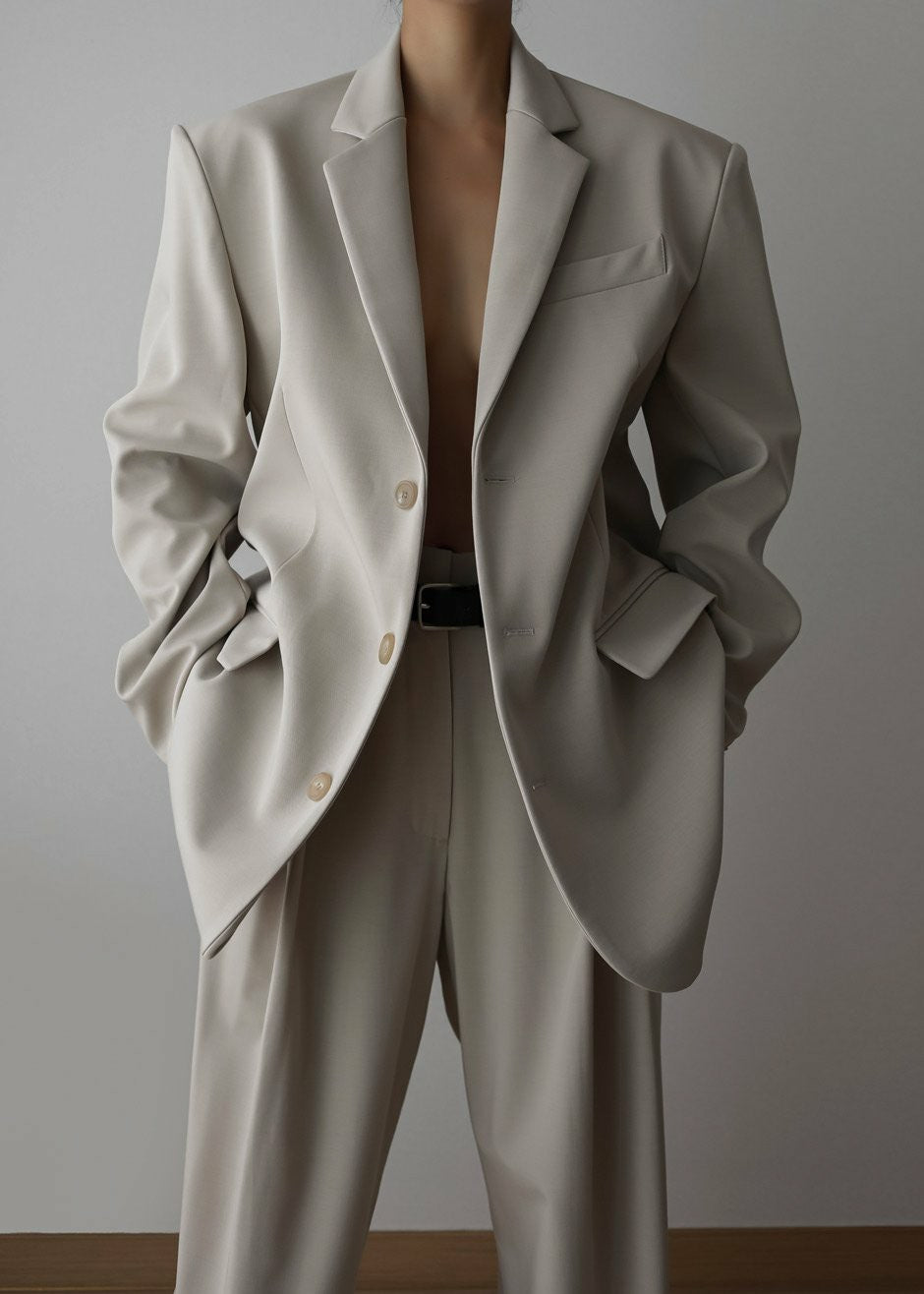 Tansy Oversized Blazer Beige - Women