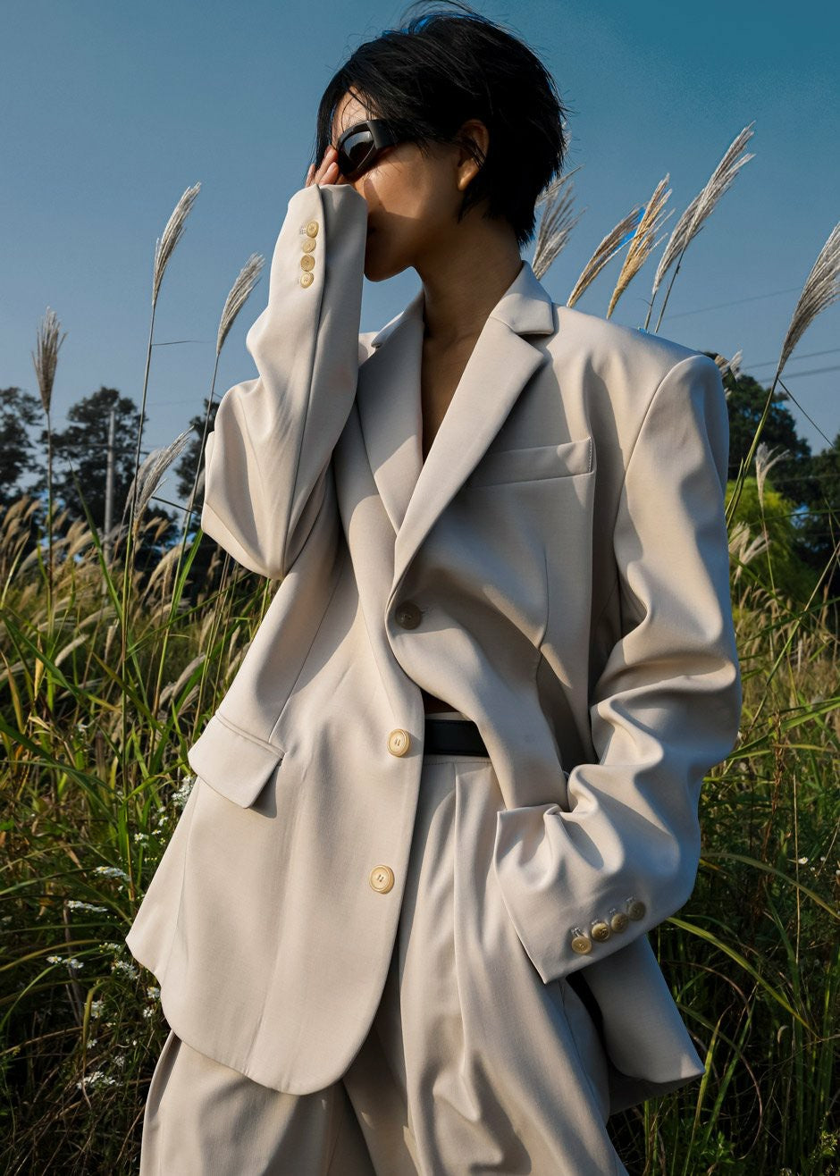 Tansy Oversized Blazer Beige - Women