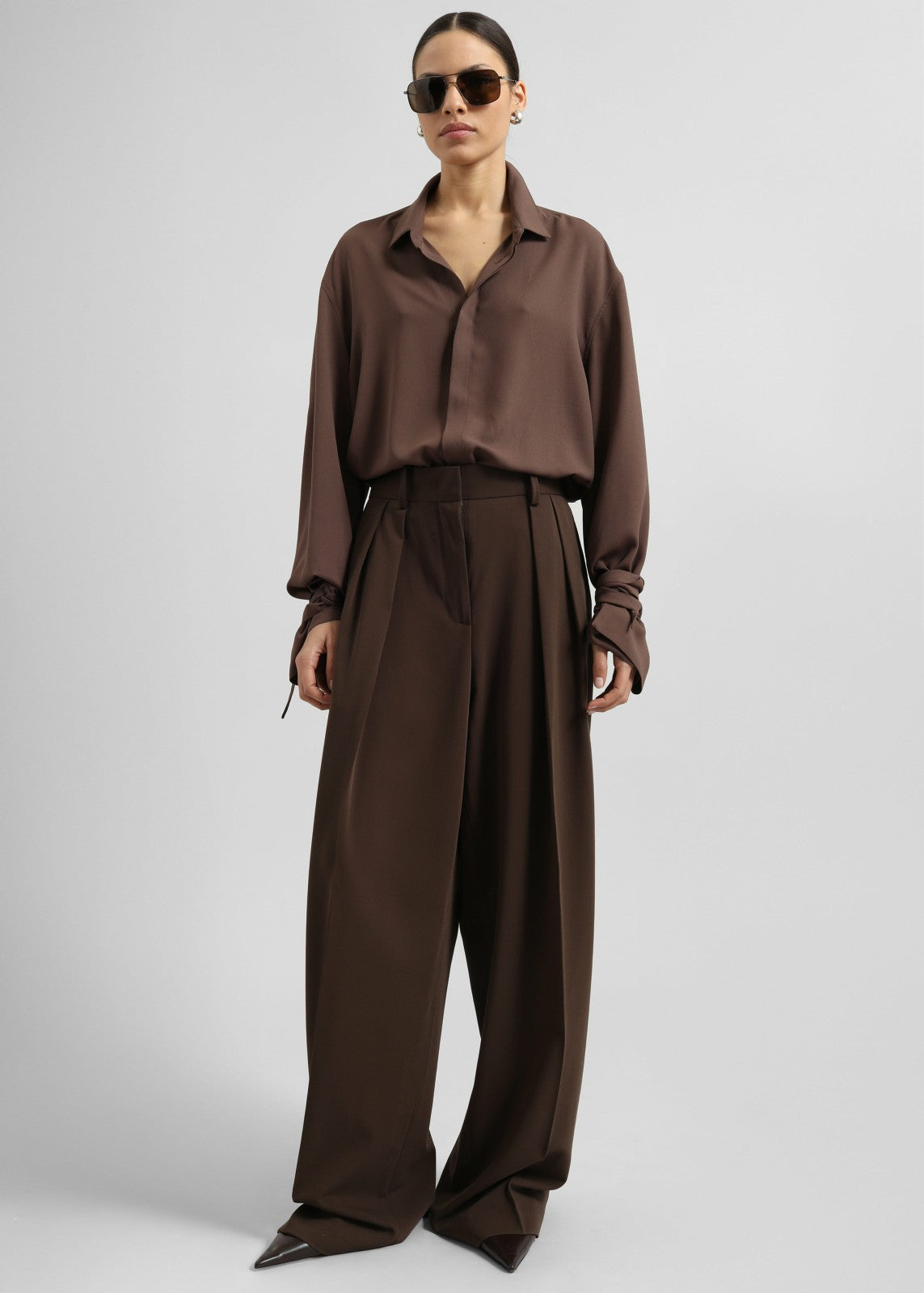 Tansy Pleated Trousers Chocolate - Women
