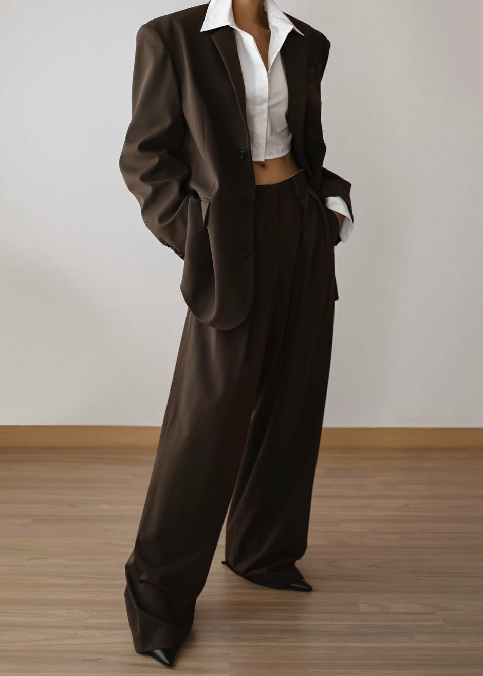 Tansy Pleated Trousers Chocolate - Women
