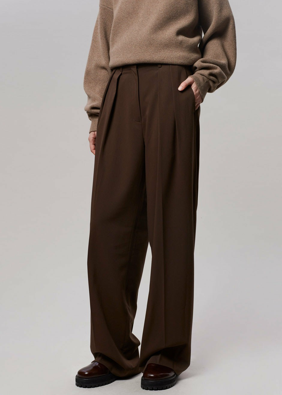 Tansy Pleated Trousers Chocolate - Women