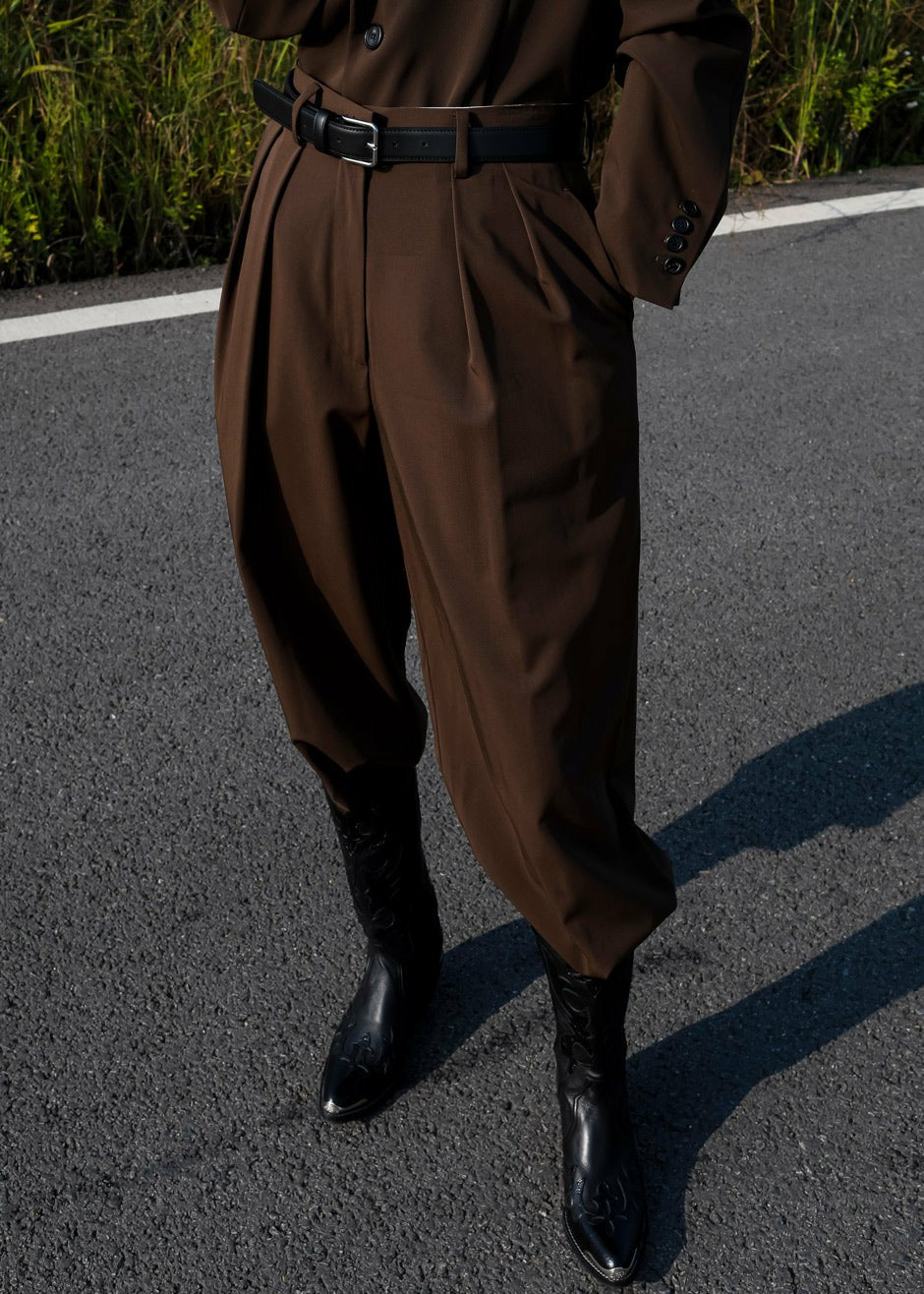 Tansy Pleated Trousers Chocolate - Women