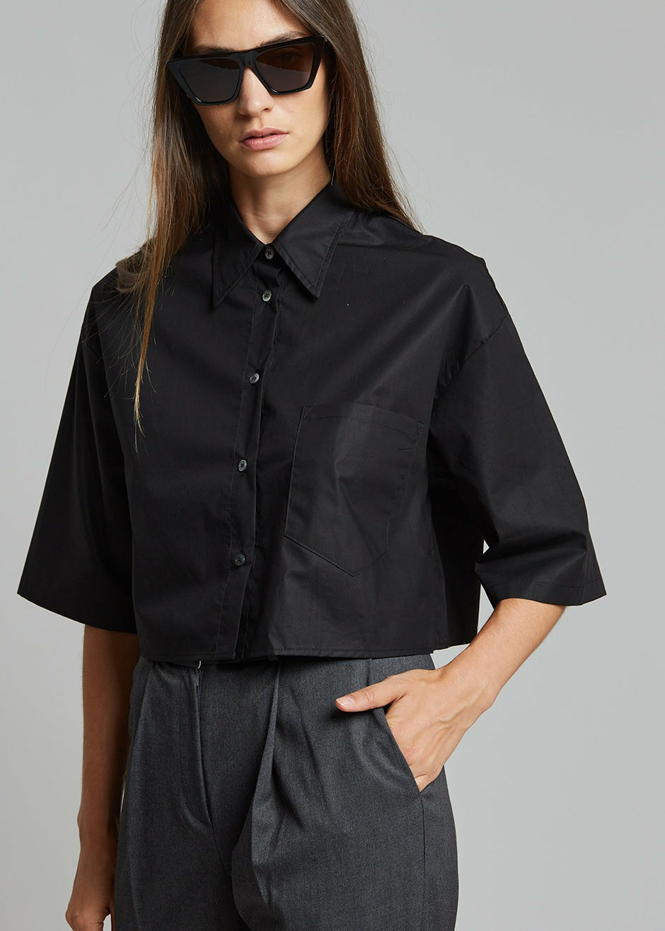 Odem Cropped Shirt Black - Women