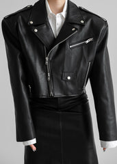 Tidus Cropped Biker Jacket Black - Women