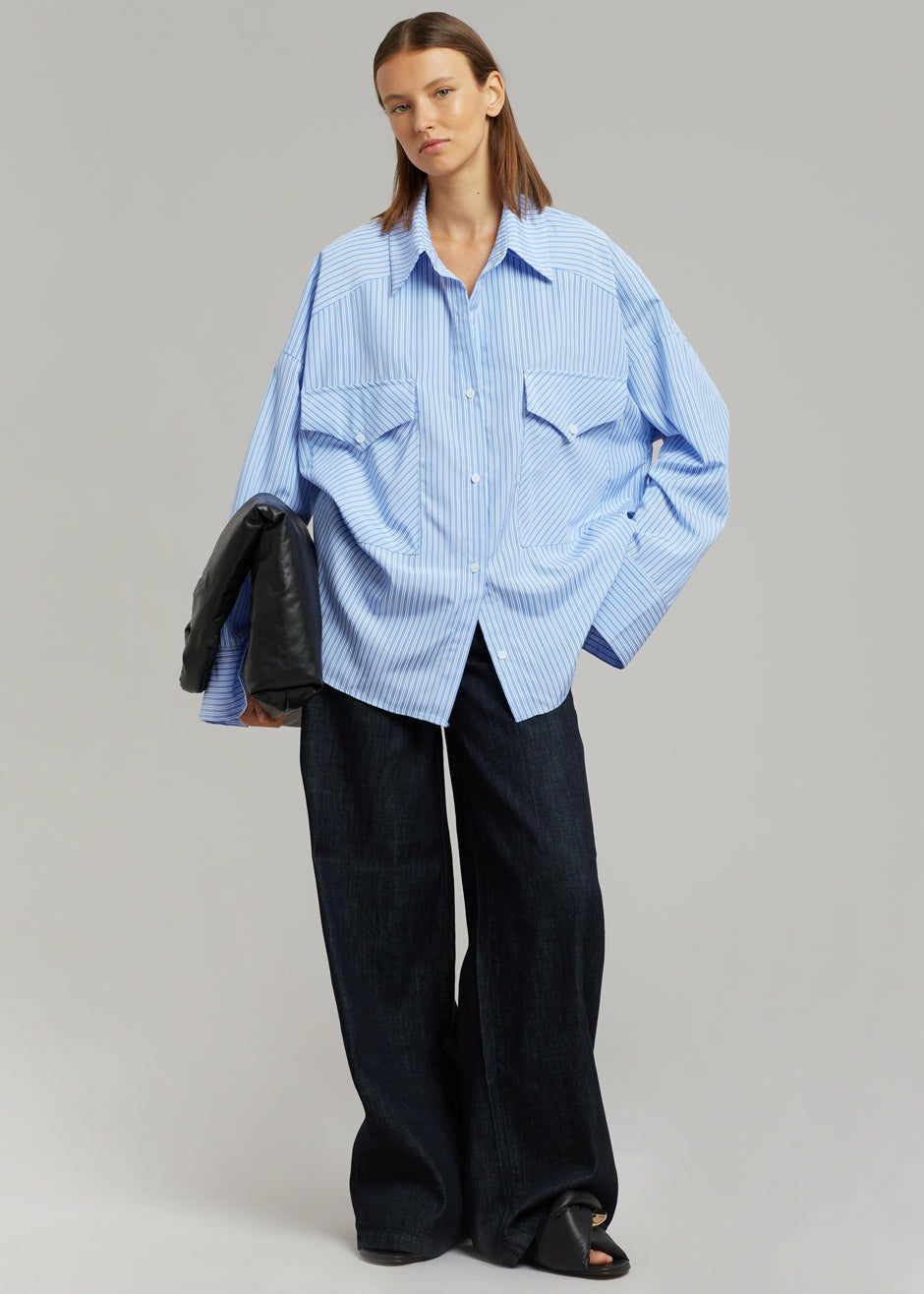 Orson Pocket Shirt Blue Stripe - Women
