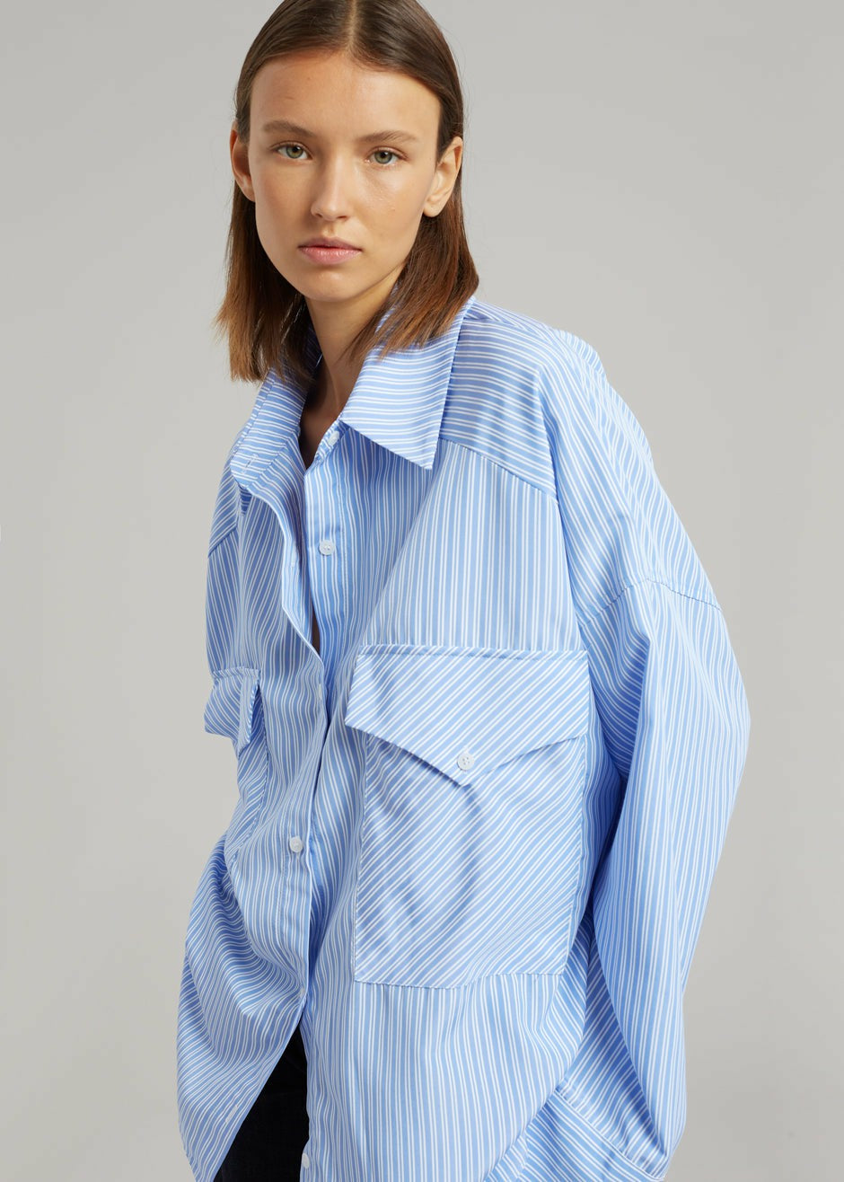 Orson Pocket Shirt Blue Stripe - Women