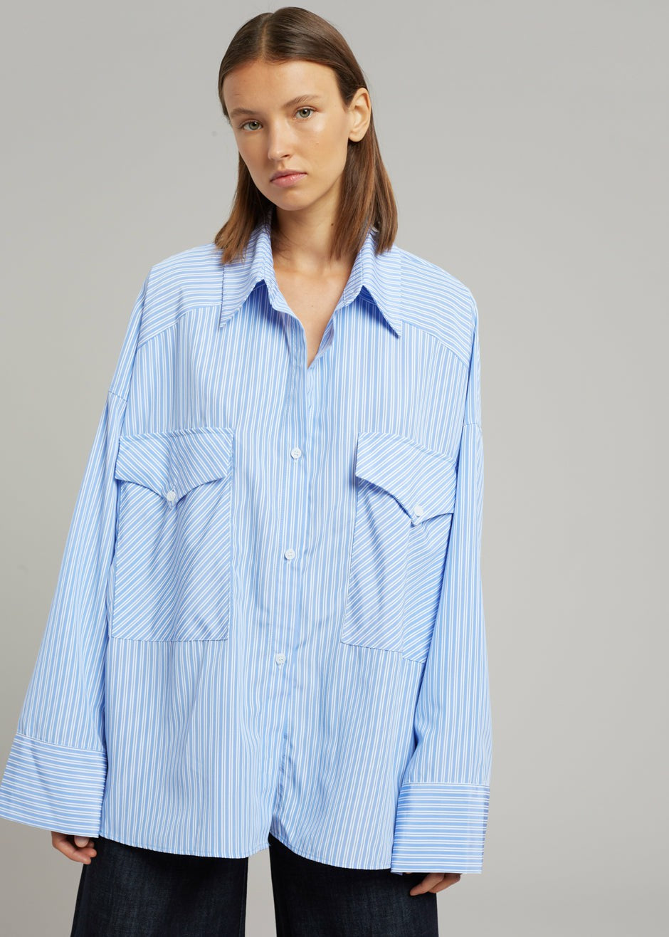 Orson Pocket Shirt Blue Stripe - Women