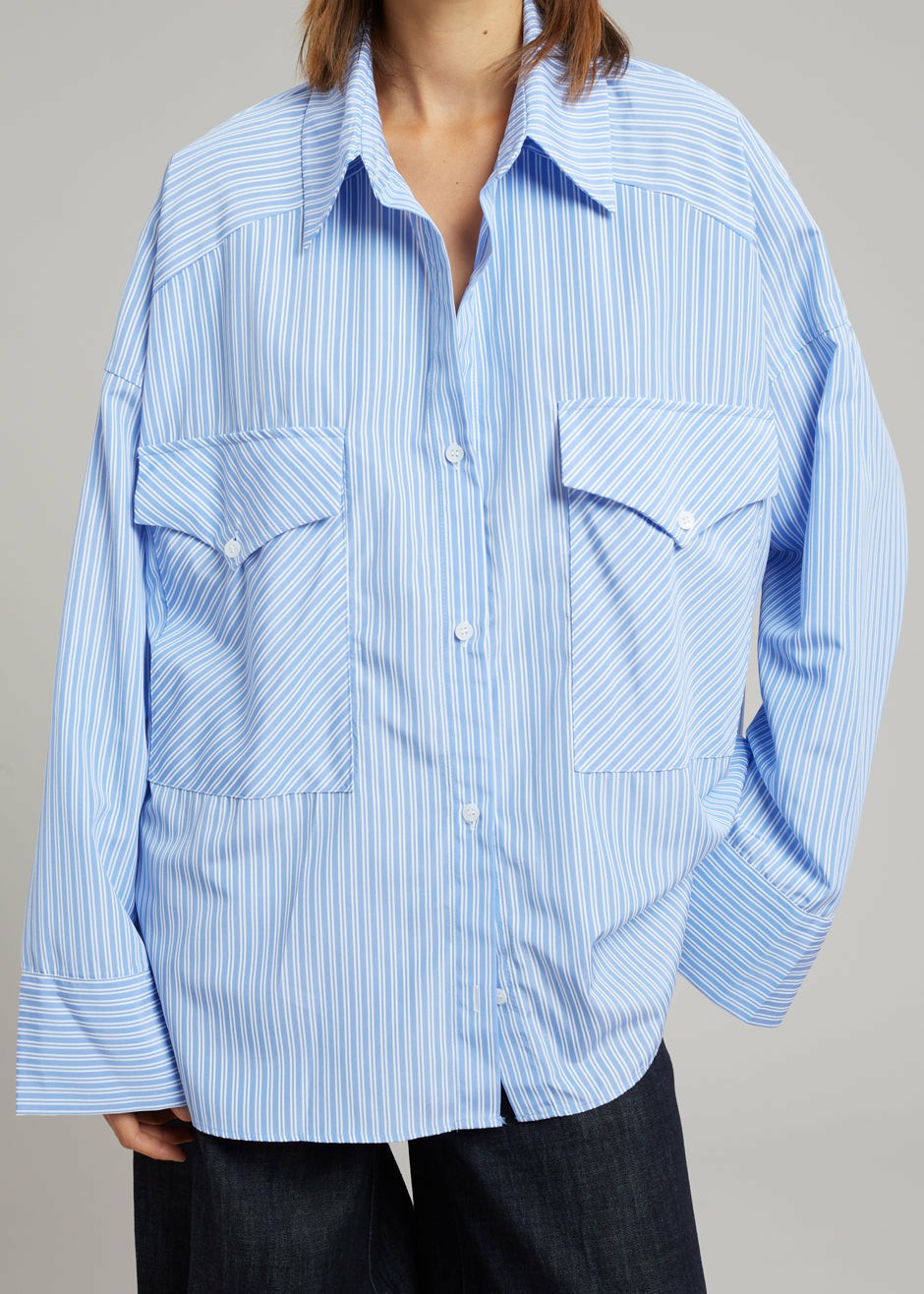 Orson Pocket Shirt Blue Stripe - Women