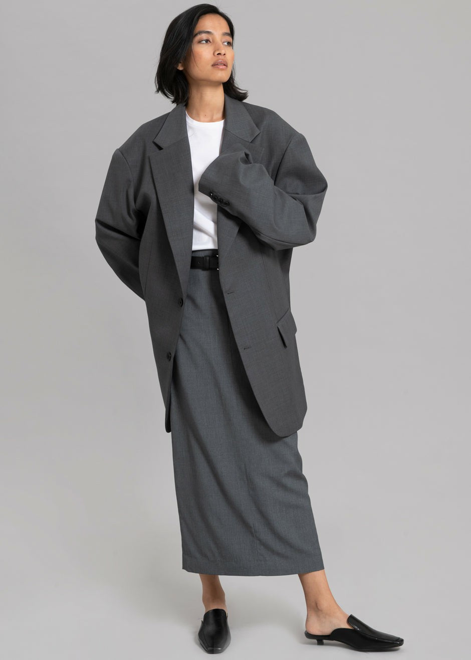 Dee Maxi Oversized Blazer Charcoal - Women