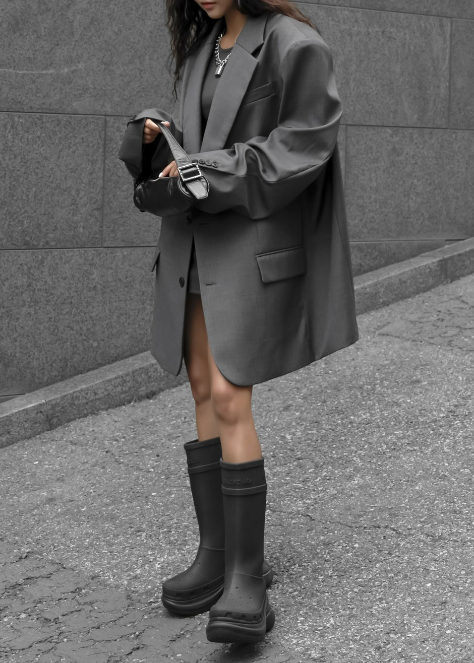 Dee Maxi Oversized Blazer Charcoal - Women