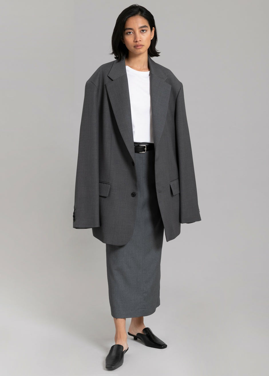 Dee Maxi Oversized Blazer Charcoal - Women