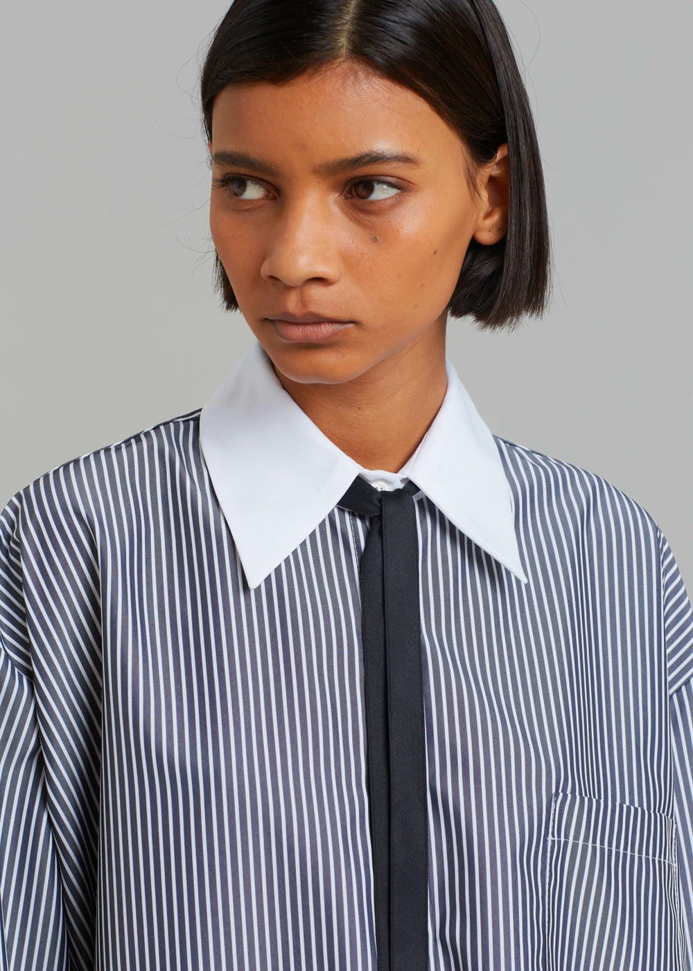 Jany Tie-Neck Shirt Black Stripe - Women