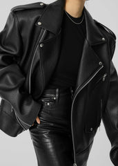 Chicago Oversized Biker Jacket Black - Women
