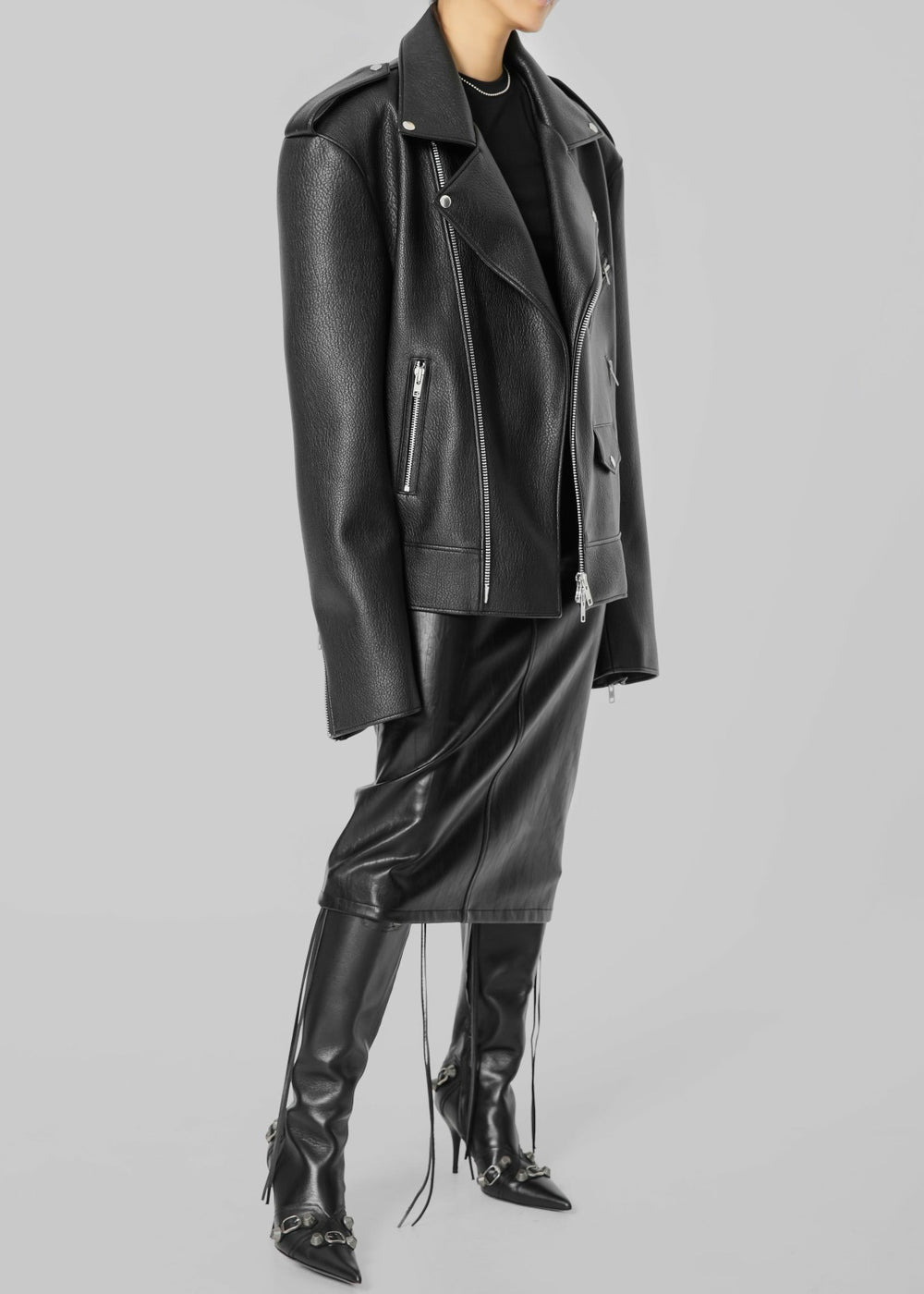 Chicago Oversized Biker Jacket Black - Women