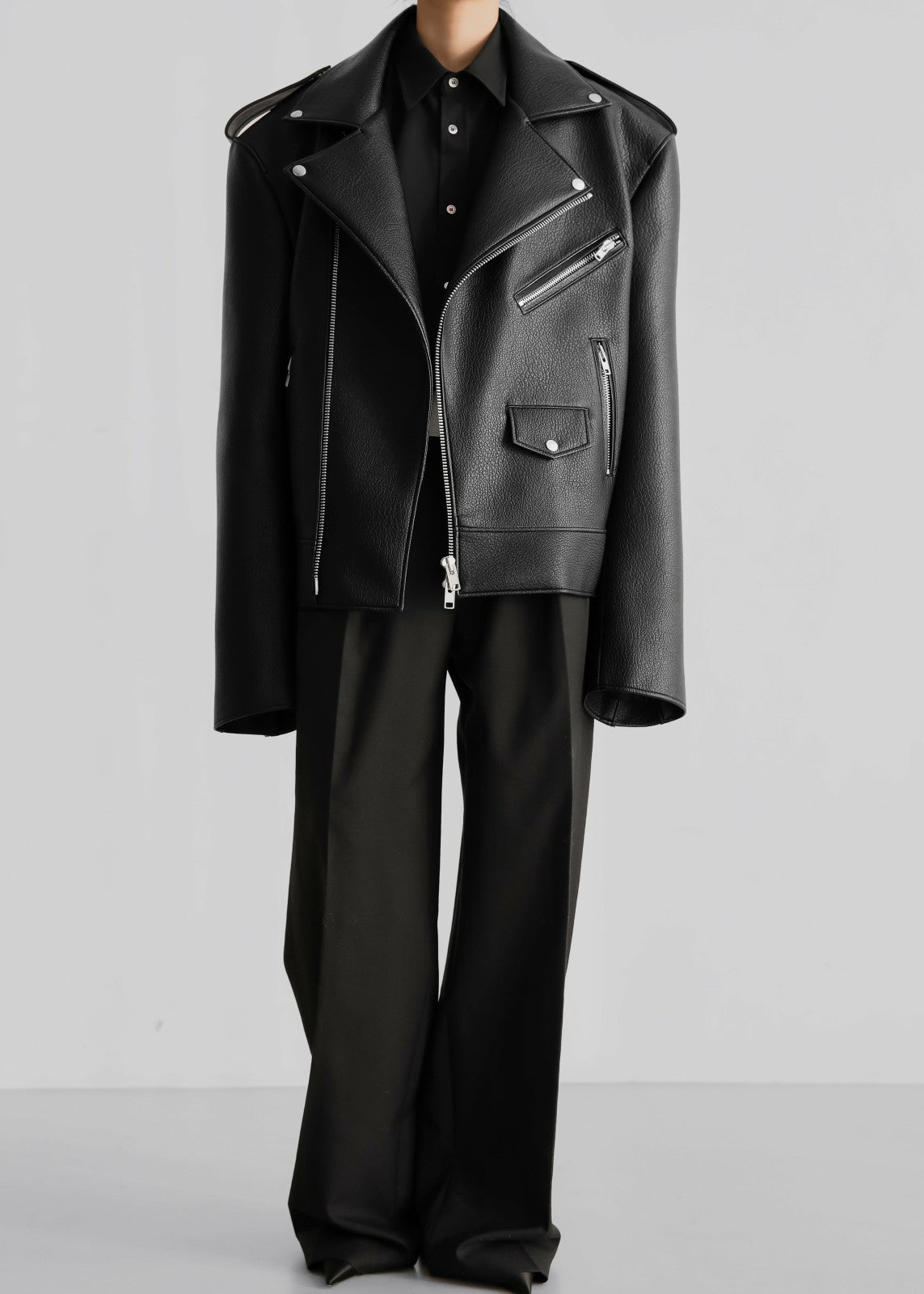 Chicago Oversized Biker Jacket Black - Women