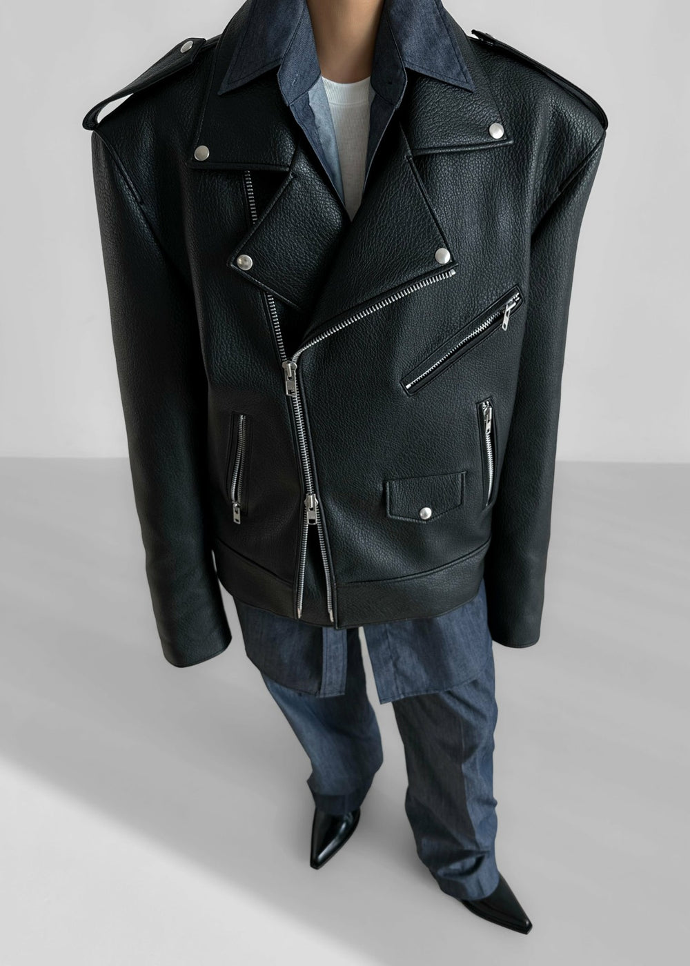 Chicago Oversized Biker Jacket Black - Women